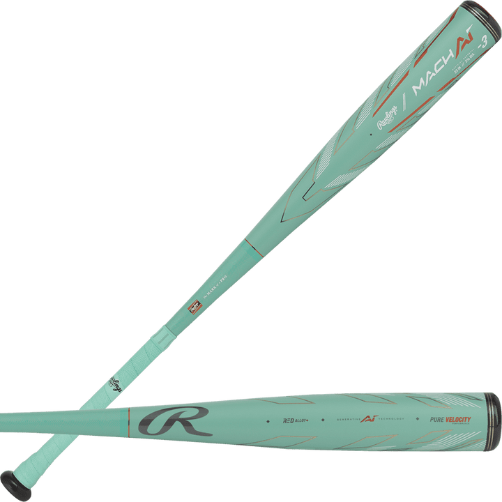 Rawlings 2024 Mach AI -3 BBCOR 2 5/8" Bat RBB4MC3 - Green - HIT a Double - 1