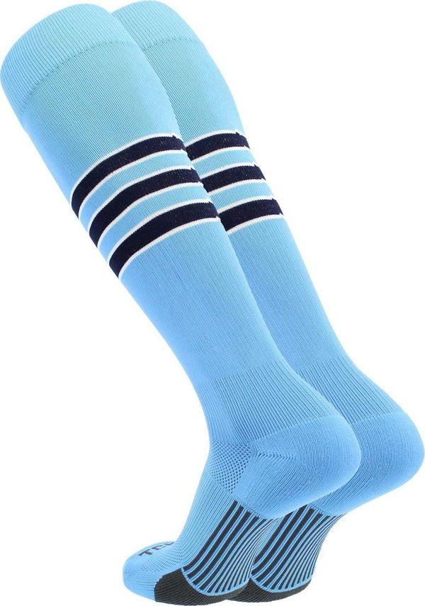 TCK Dugout Knee High Socks - Columbia Blue White Navy - HIT a Double - 1