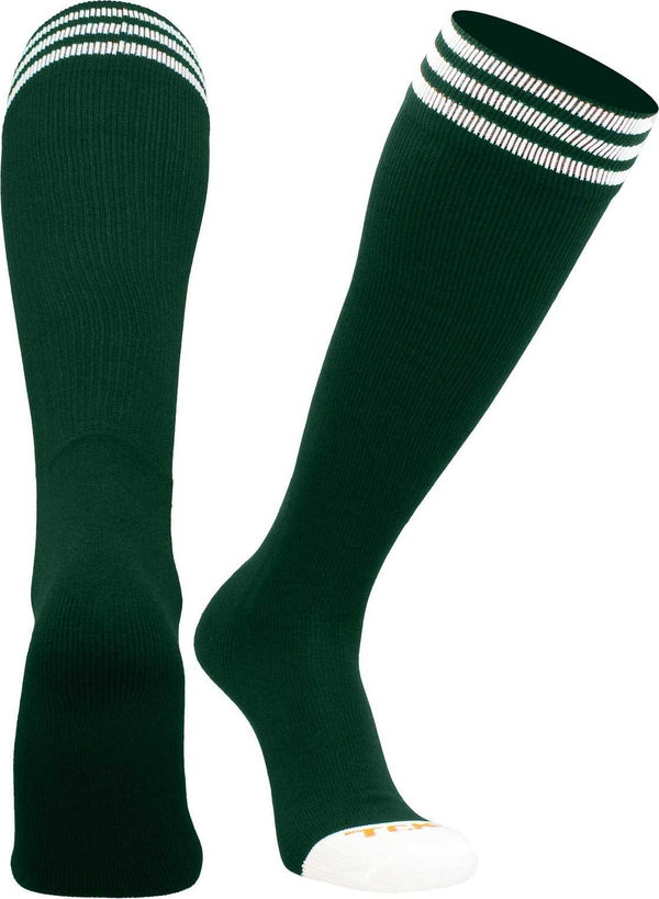 TCK Prosport Striped Knee High Tube Socks - Dark Green White - HIT a Double - 1